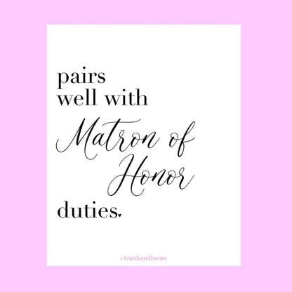 Pairs Well With Bridesmaid Duties | Bridesmaid Proposal Wine Labels | Maid of Honor Proposal | Will You Be My Bridesmaid Gift |