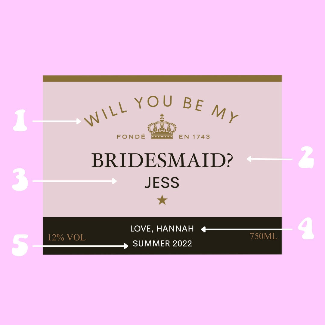 Bridesmaid Proposal Pink Champagne Labels | Maid of Honor Proposal | Will You Be My Bridesmaid | Bridesmaid Gift Box | Wedding Party Gifts |
