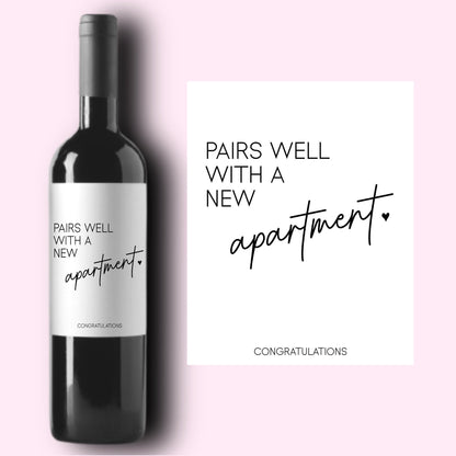 New Apartment Wine Labels * New Home * Realtor Gift * Real Estate Agent Gift * Congratulations * Pairs Well With  * Housewarming Gift *