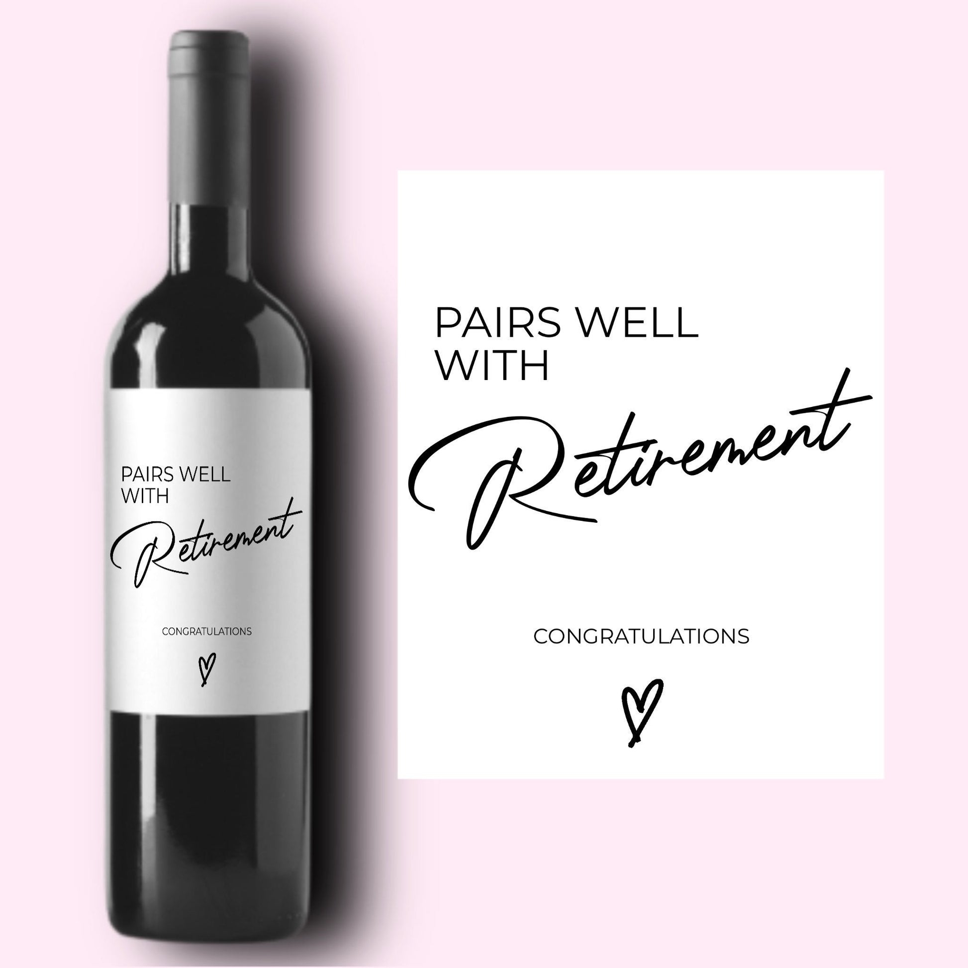 Pairs Well With Retirement * Retirement Gift for Her Gift for Him * Funny Retirement Gift * Personalized Custom Wine Gift * Congratulations