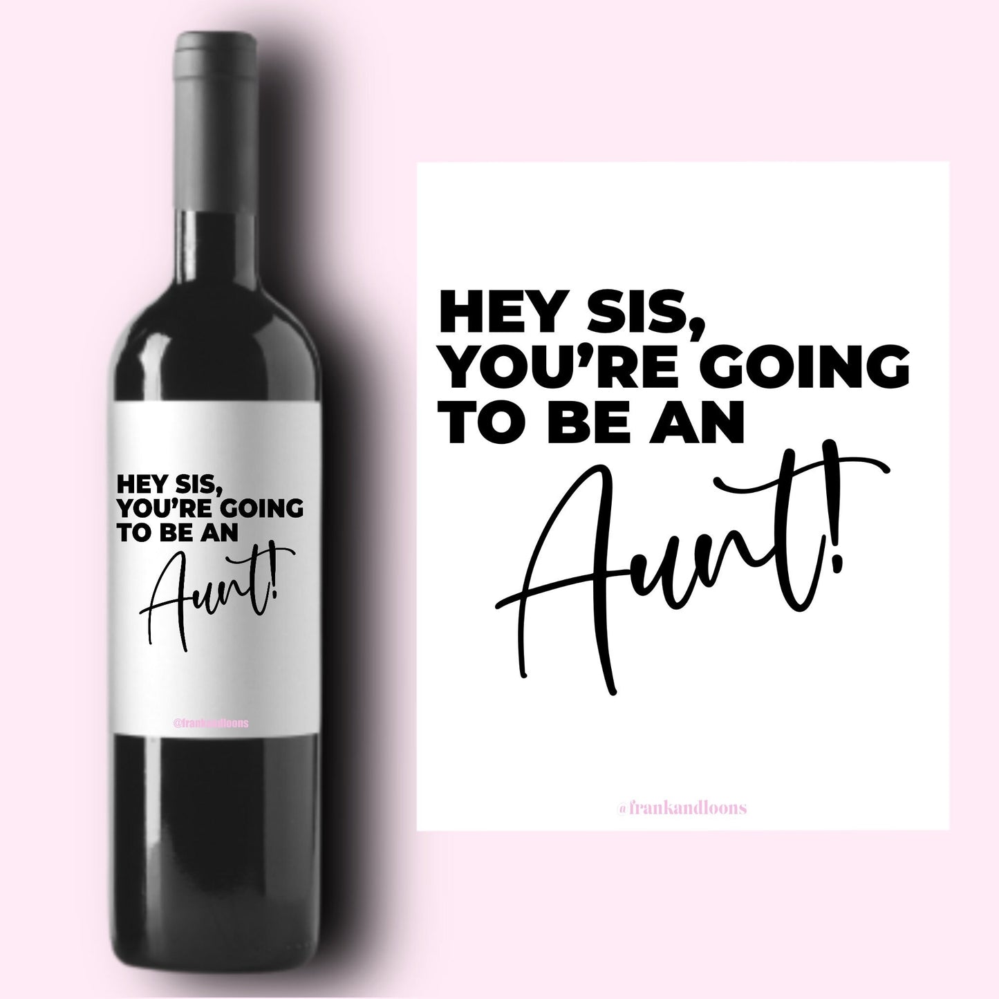 Hey Sis Baby Announcement Wine Labels * Personalized Pregnancy Announcement Gift * Sister Gift * We're Having A Baby* Auntie Gift *