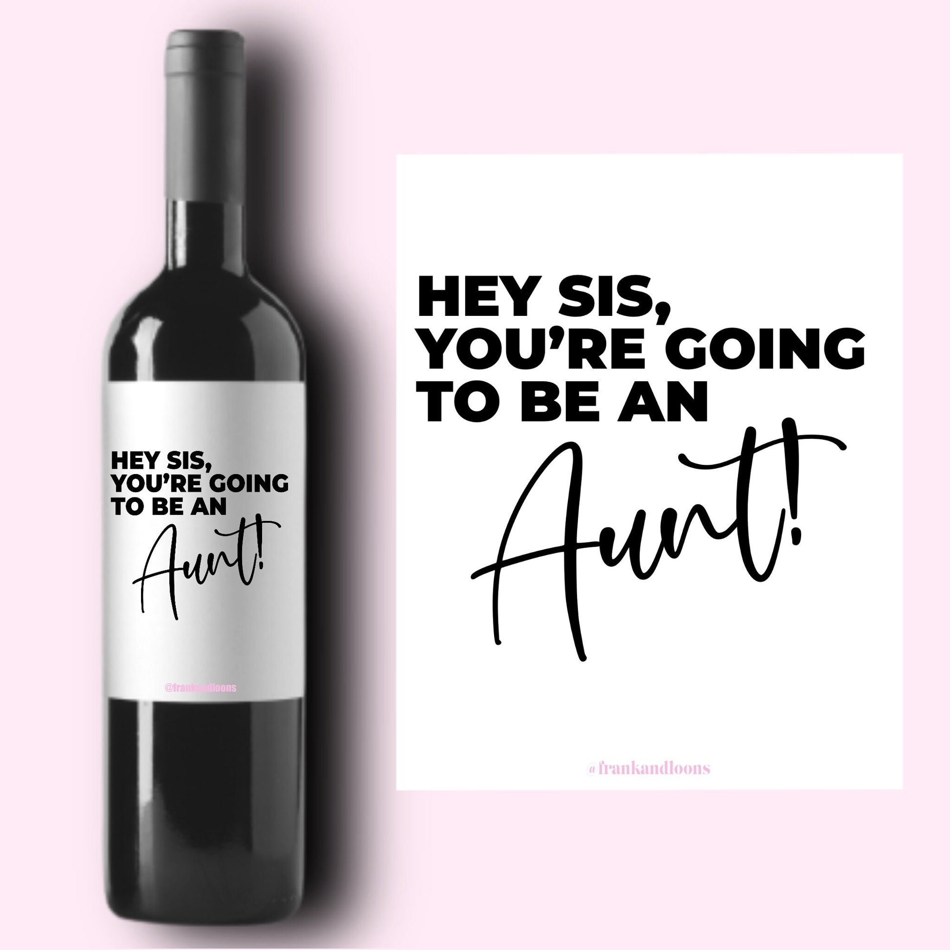 Hey Sis Baby Announcement Wine Labels * Personalized Pregnancy Announcement Gift * Sister Gift * We're Having A Baby* Auntie Gift *