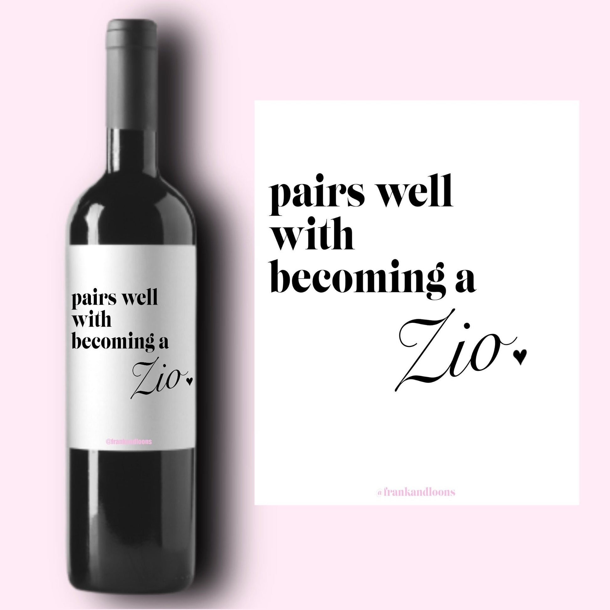 Baby Announcement Wine Labels * Pregnancy Announcement Gift * Brother Uncle * Pairs Well With Becoming Zio * We're Having A Baby * Italian *