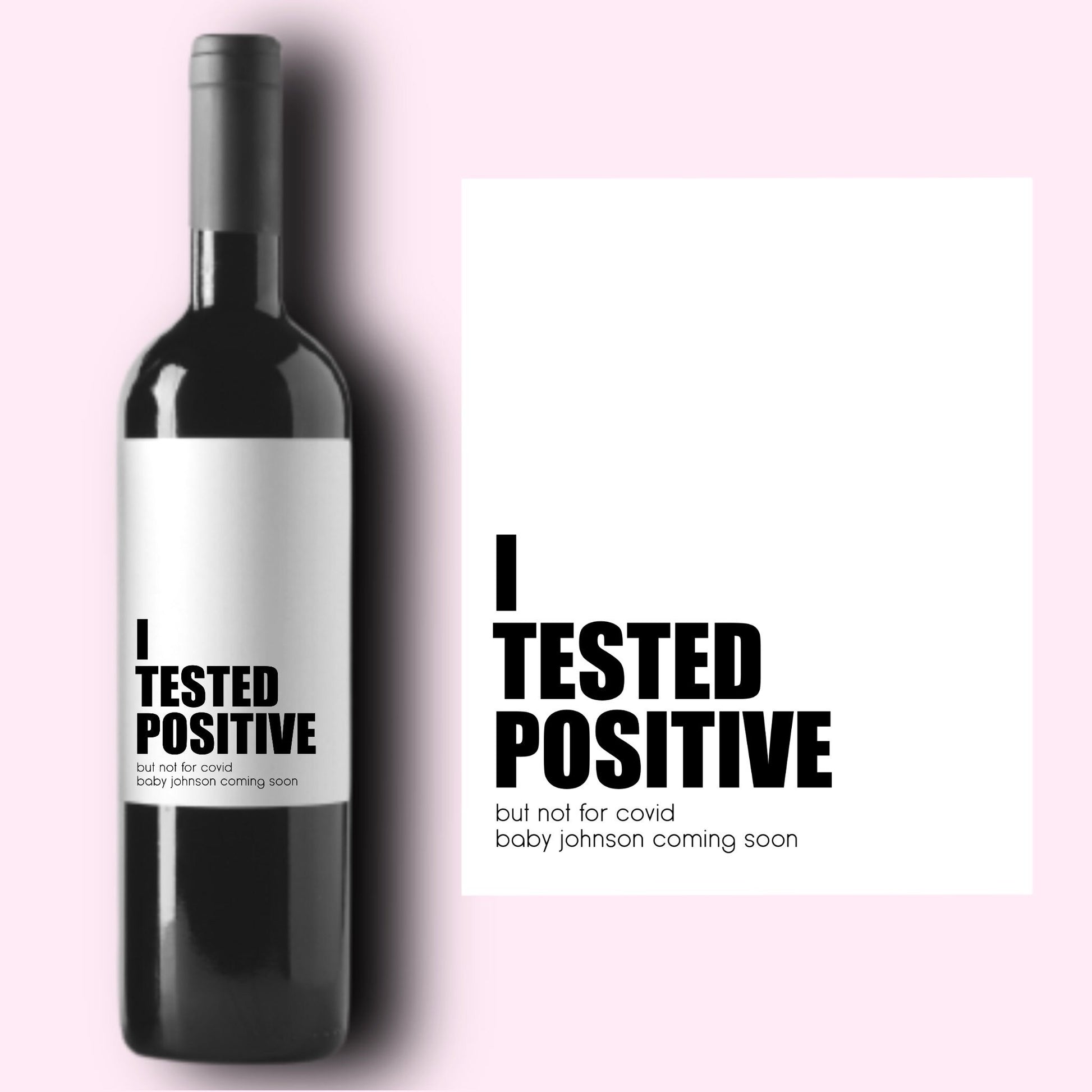 Baby Announcement Wine Labels * Personalized Pregnancy Gift * Grandparents Gift * I Tested Positive Not Covid * Aunt Uncle Friend Gift *