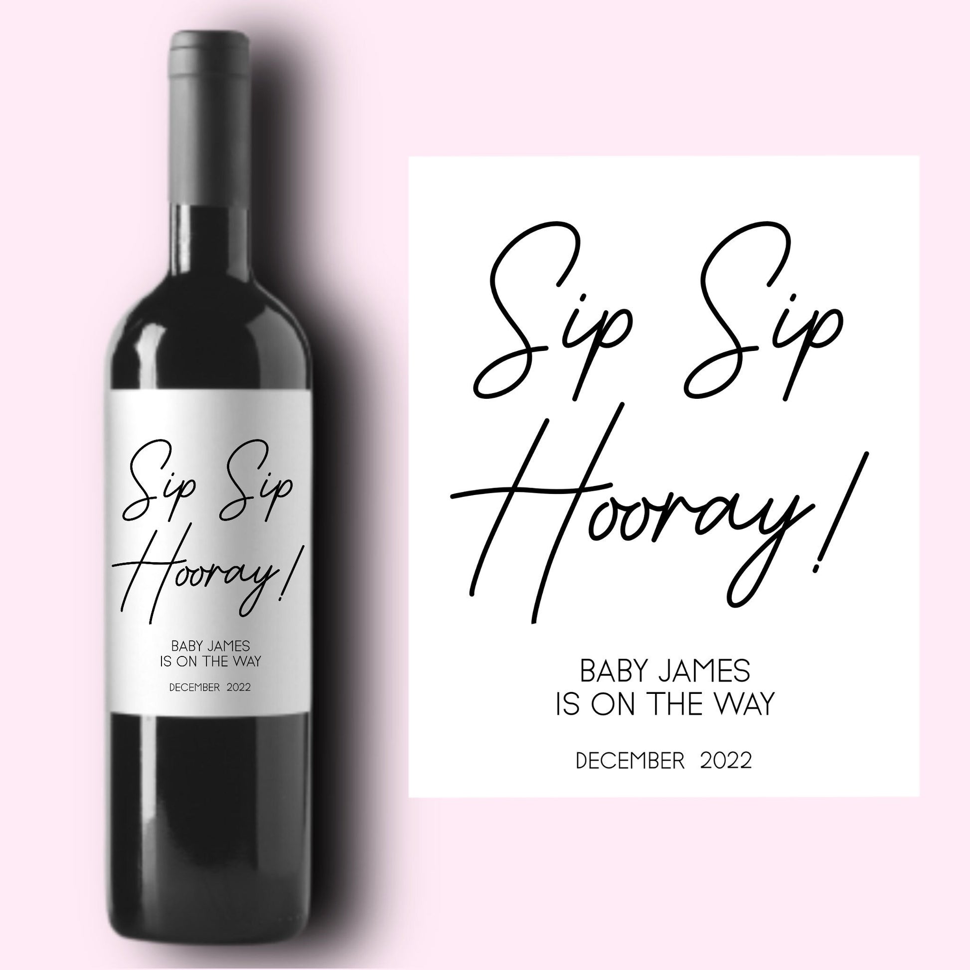 Baby Announcement Wine Labels * Personalized Pregnancy Gift * Grandparents Gift * Sip Sip Hooray * Aunt Uncle Gift * Friend Gift * New Baby
