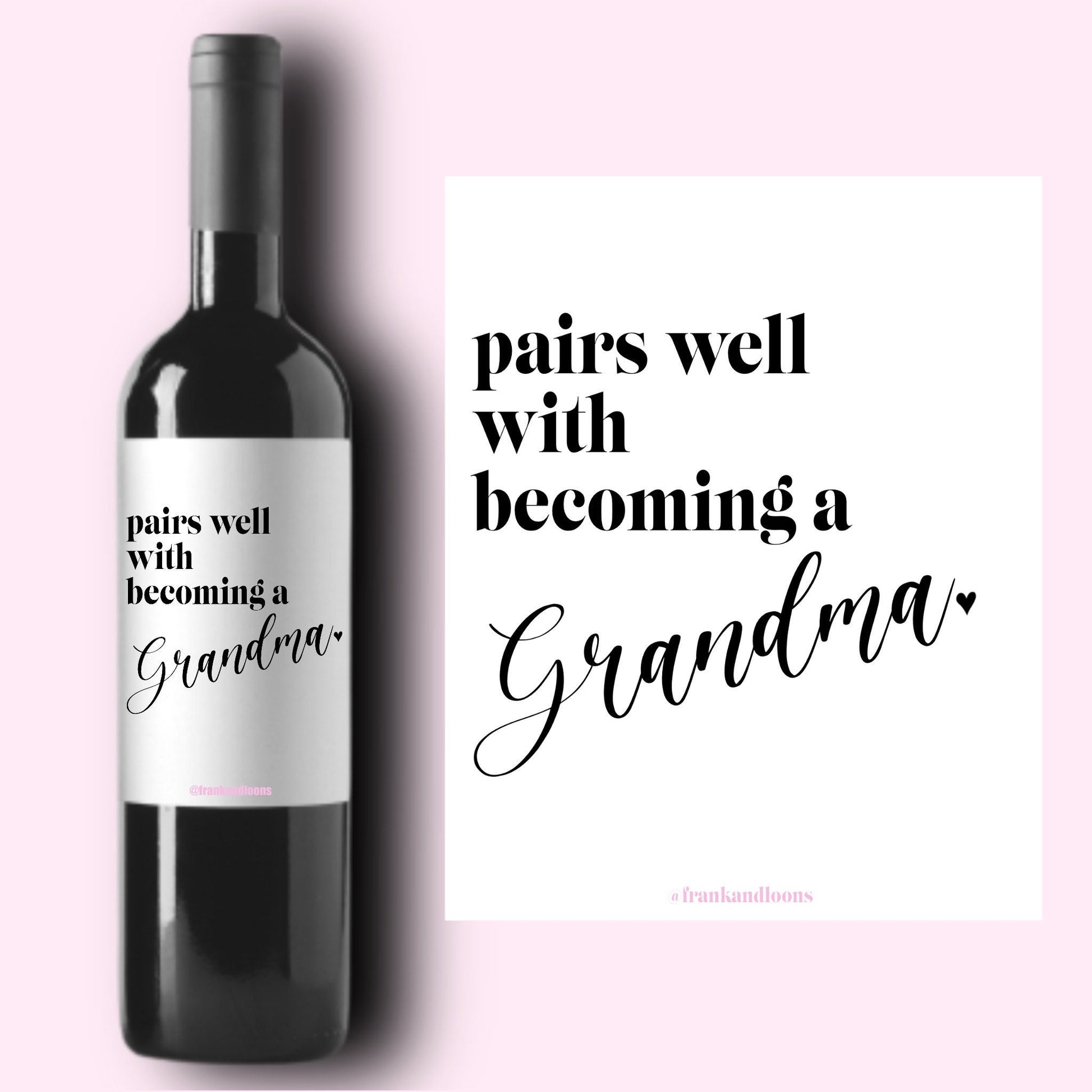 Baby Announcement Wine Labels * Personalized Pregnancy Announcement Gift * Grandmother Gift * Nonna * We're Having A Baby * Grandma Gift *