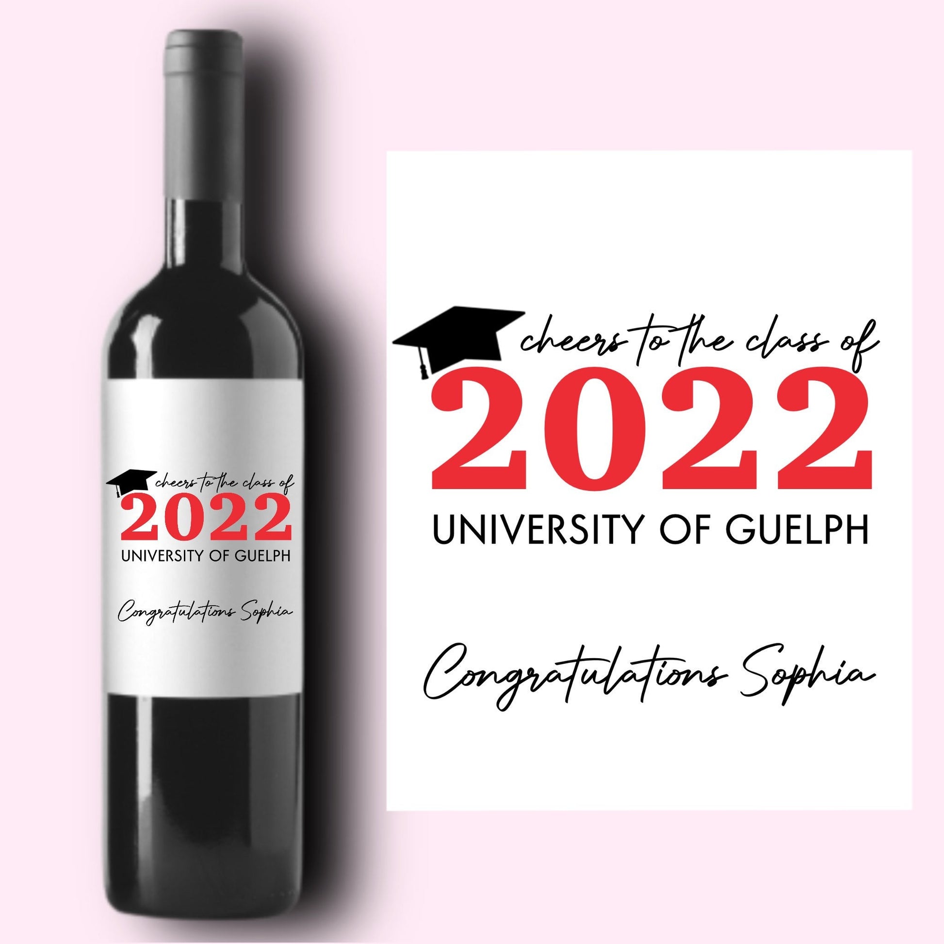 Graduation Wine Labels | Graduation Gift Idea | New Grad Gift for Her | Grad Gift For Him | Class of 2022 | Congratulations Wine Gift |