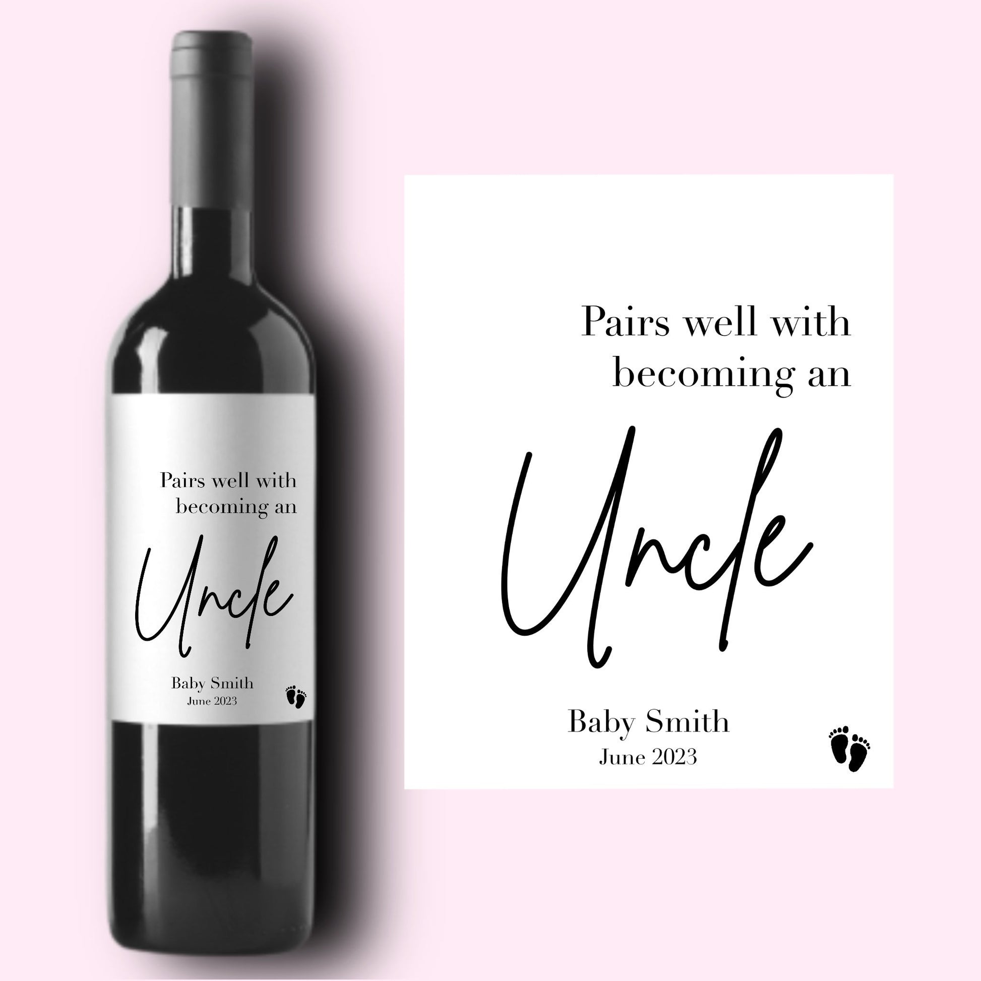 Baby Announcement Wine Labels * Personalized Pregnancy Announcement Gift * Brother Uncle Gift * Zio * We're Having A Baby* Uncle Gift *
