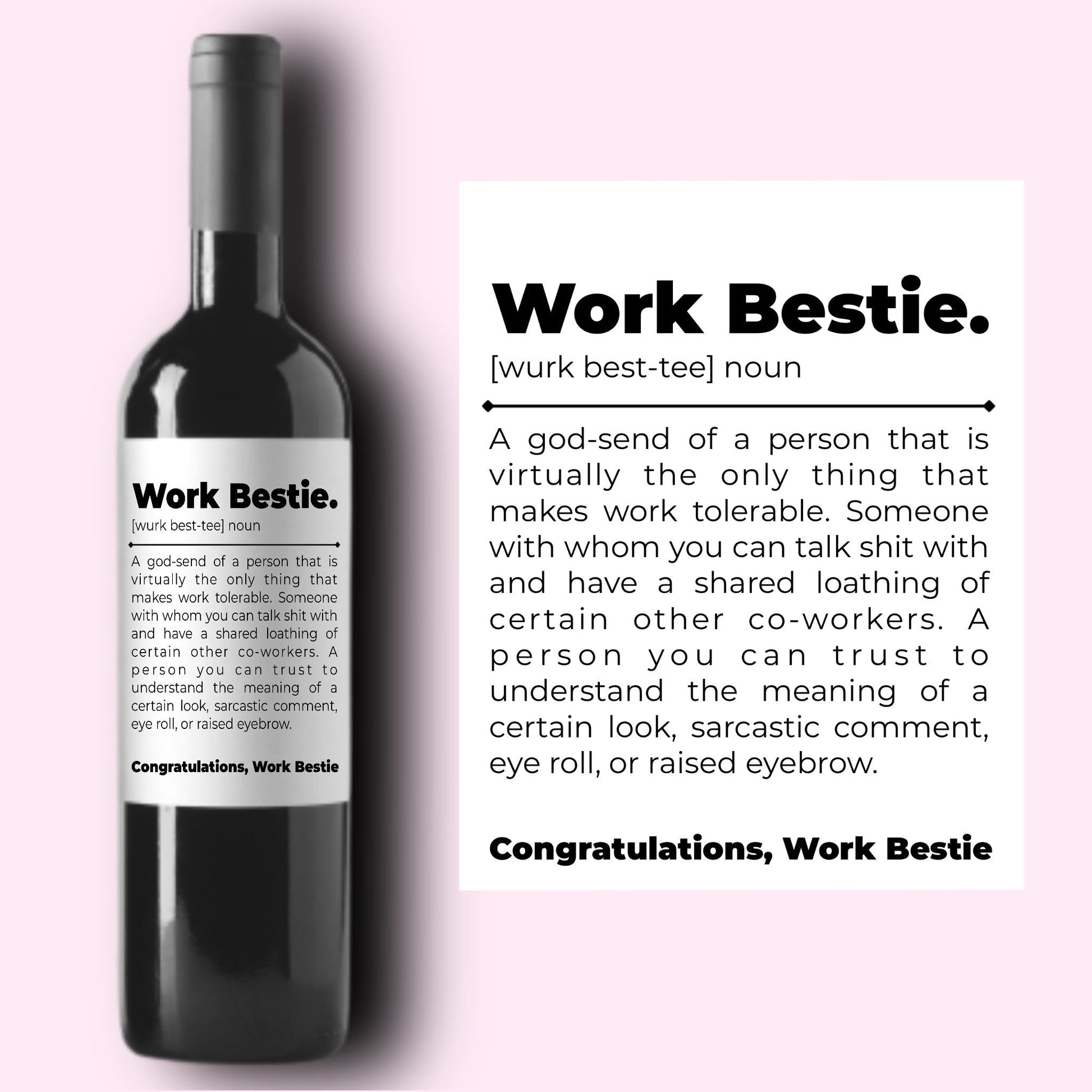 Funny Congratulations Colleague Wine Label * Custom Wine Labels * Friend Coworker * Liquor Label * Boss Gift * Work Bestie Gift * Holiday *