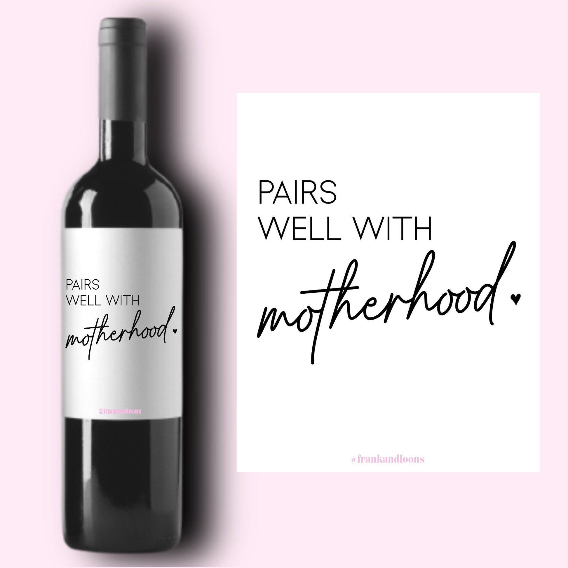 New Mom Gift * Pairs Well With Motherhood * New Baby Gift * Mama Gift, Funny Wine Label * Mothers Day Gift * Mommy Gift Box * Mom Gift Wine