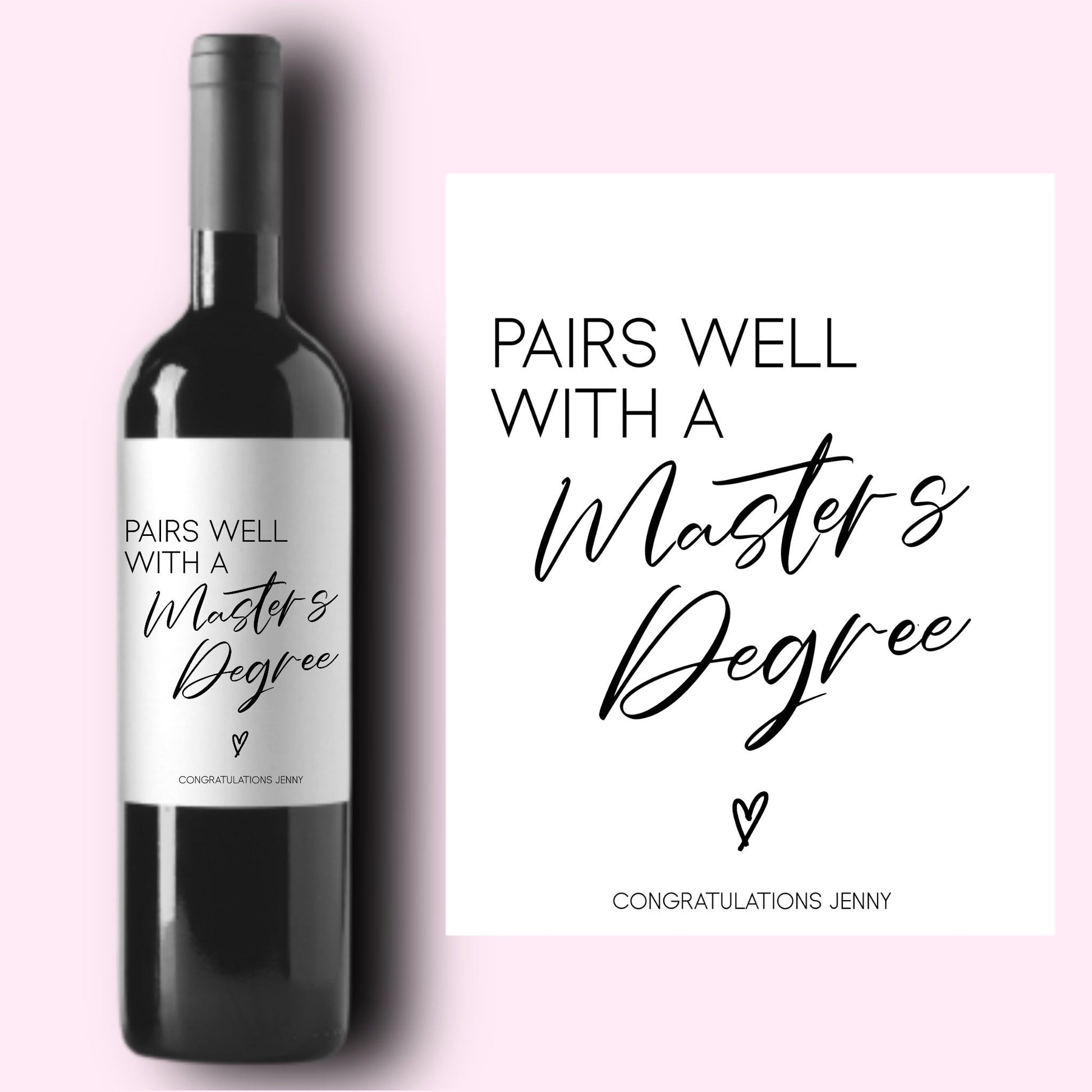 Graduation Gift | Masters Degree Graduation Wine Label | Funny Graduation Gift | Graduation Card | Gift for Her Gift for Him | Class of 2022