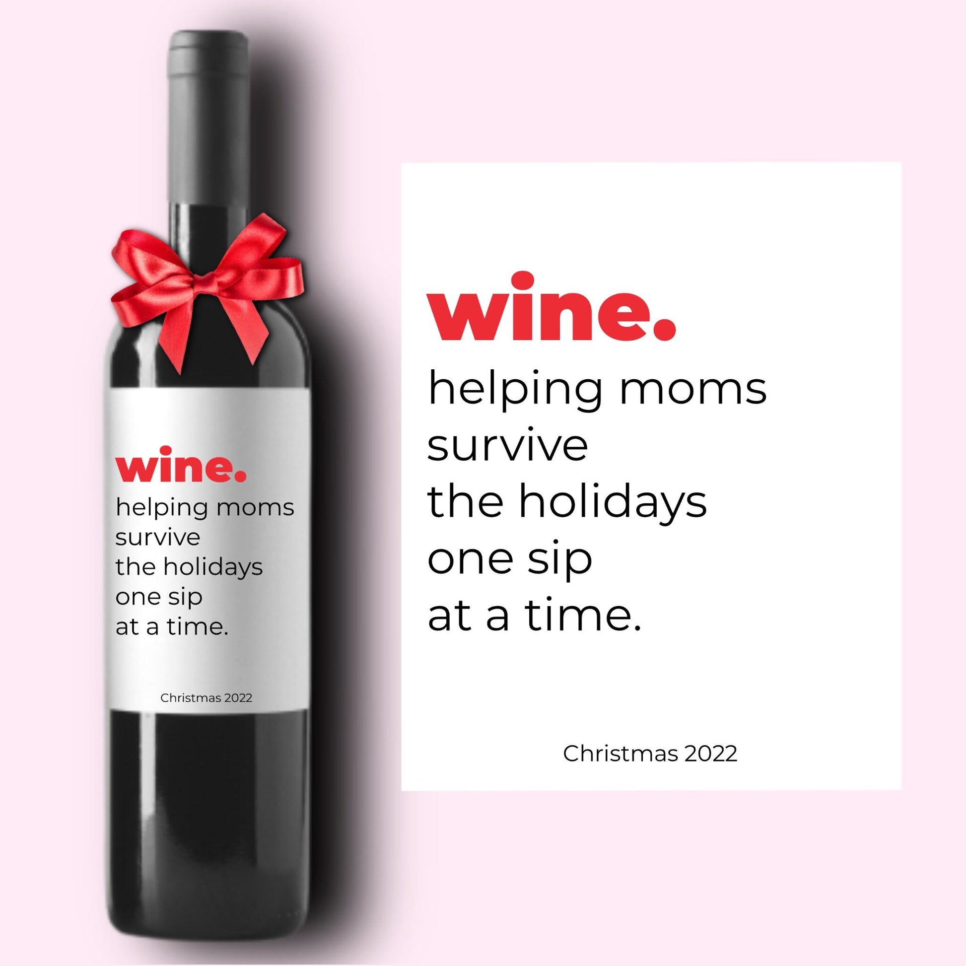 Funny Holiday Christmas Wine Label * Custom Wine Labels * Wine Mom Gift * Liquor Label * Hostess Gift * Holiday Party * Hanukkah Dinner *