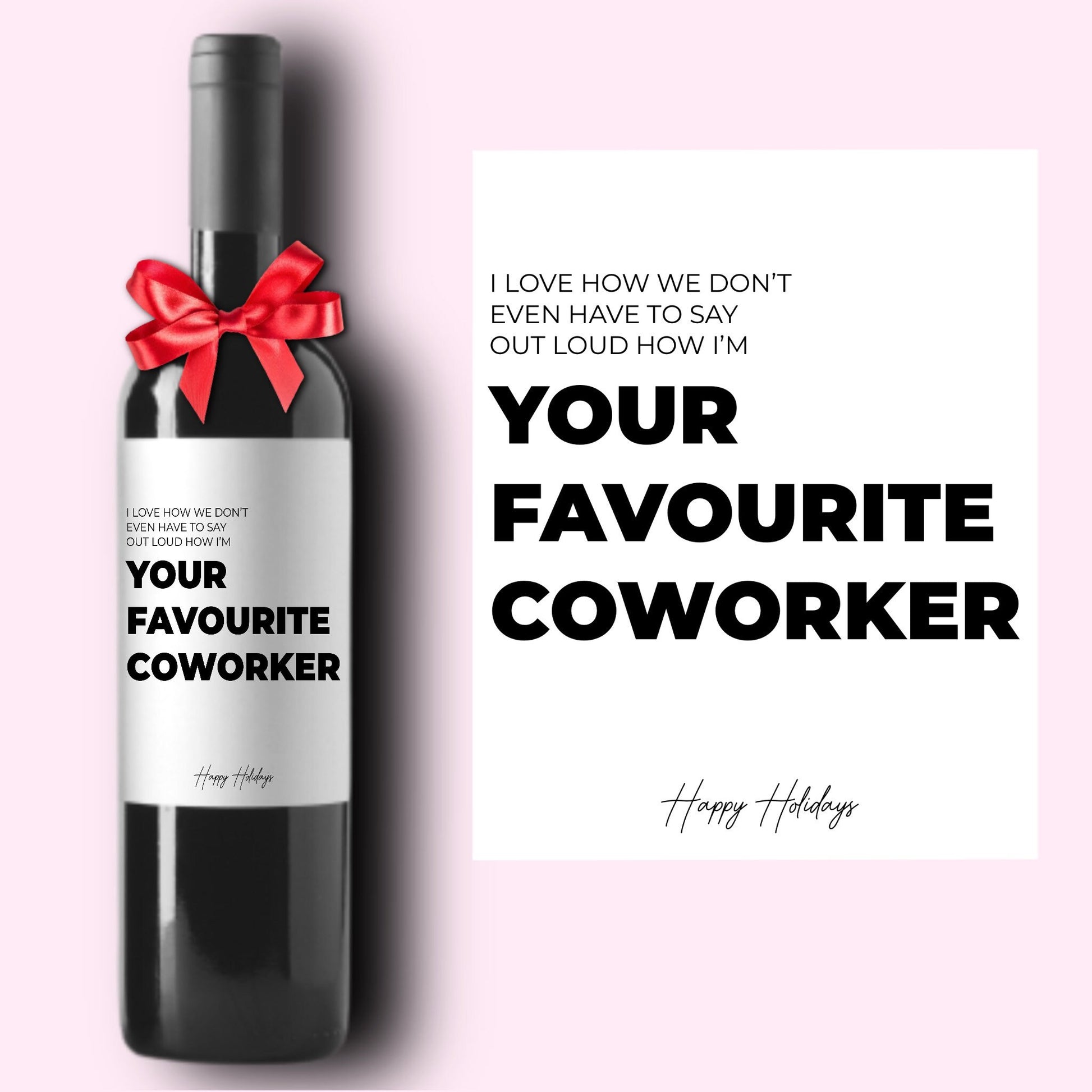Funny Holiday Christmas Wine Label * Custom Wine Labels * Favorite Coworker * Liquor Label * Colleague Gift * Funny Friend Gift * Holiday *