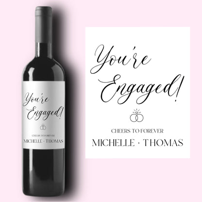 Engagement Wine Label, Custom Engagement Gift, Pairs Well With Engagements, Engagement Gift for Couples, Engagement Card, Bride Groom Gift