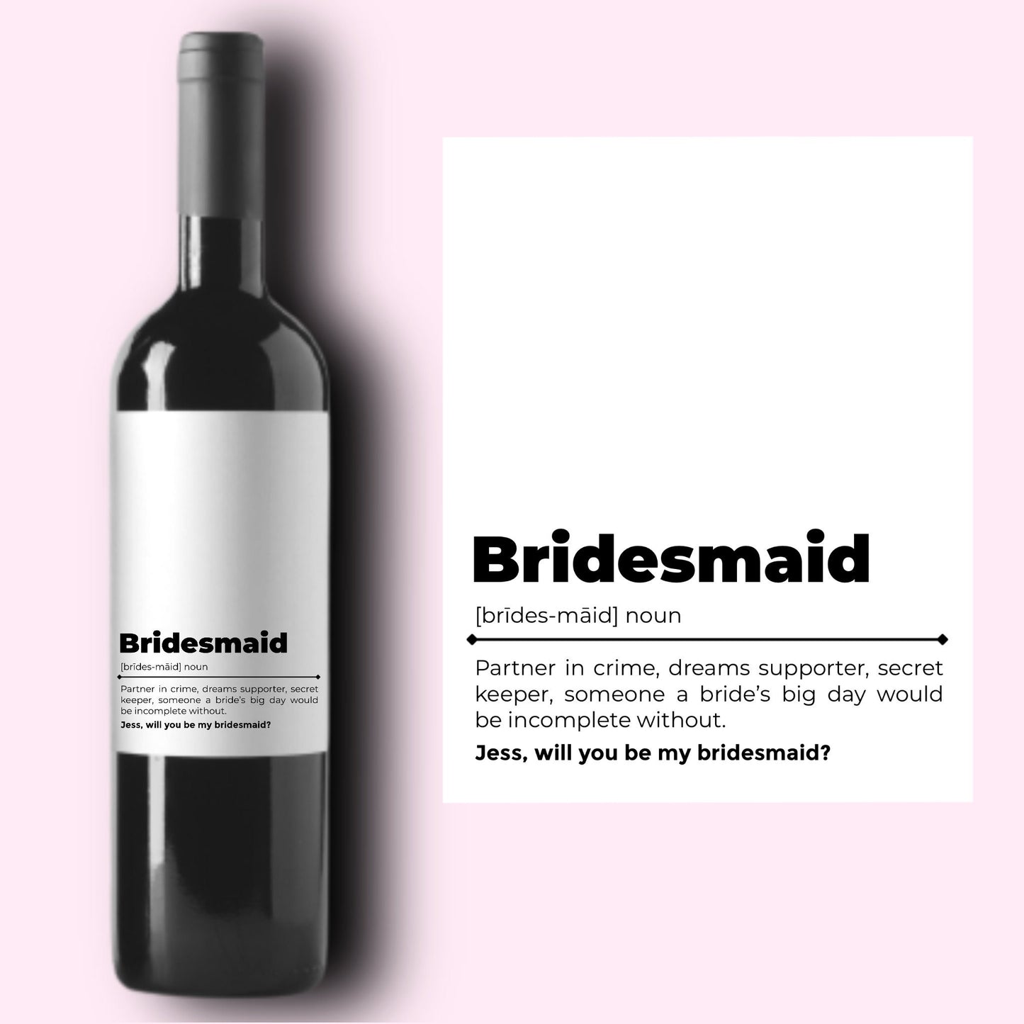 Bridesmaid Proposal Wine Labels | Maid of Honor Proposal | Will You Be My Bridesmaid | Bridesmaid Gift Box | Wedding Party Gifts |