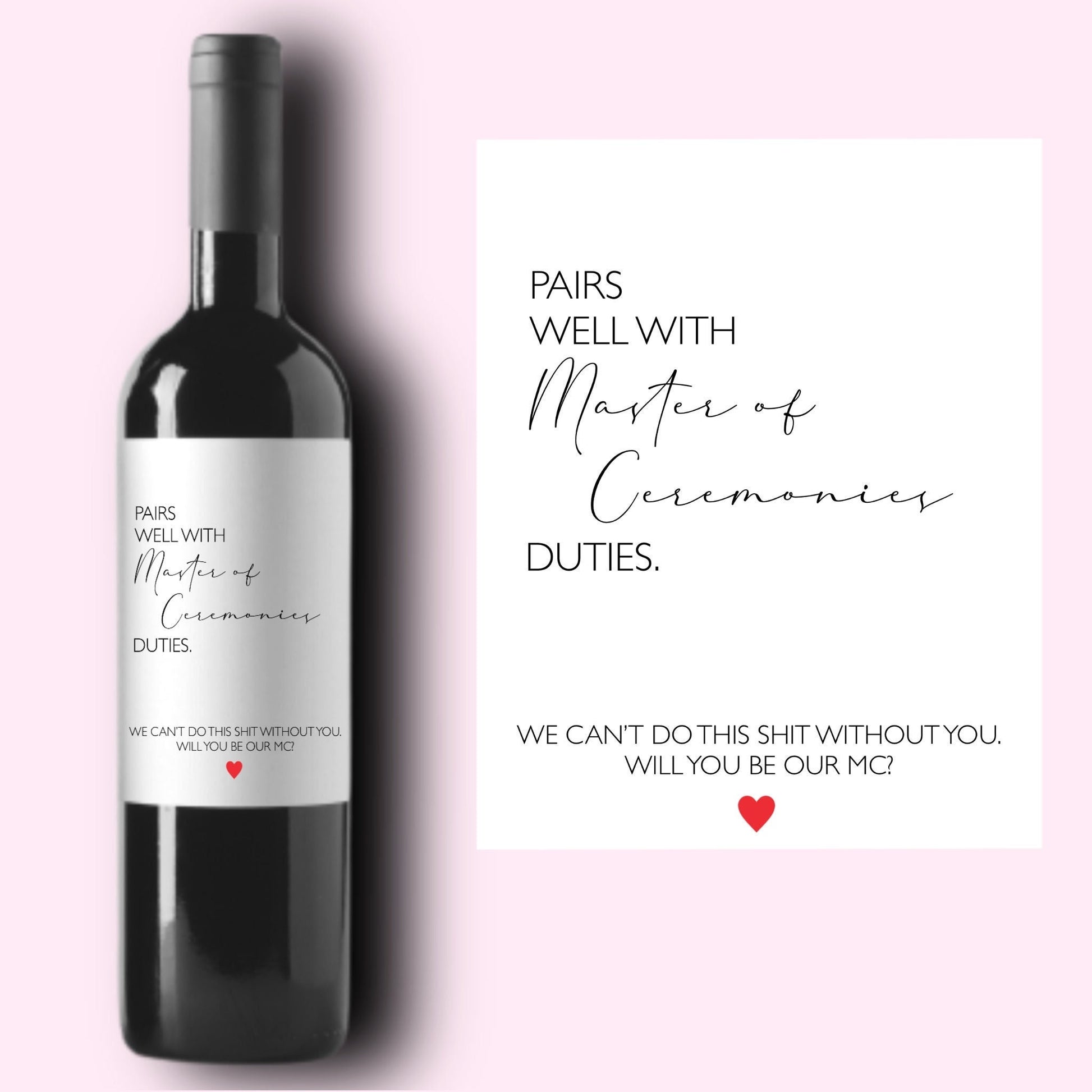 MC Gift | Master of Ceremonies Proposal | MC Wine Label | Mc Gift Idea | Gift for Wedding MC | Gift Idea for Master of Ceremonies |