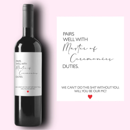 MC Gift | Master of Ceremonies Proposal | MC Wine Label | Mc Gift Idea | Gift for Wedding MC | Gift Idea for Master of Ceremonies |