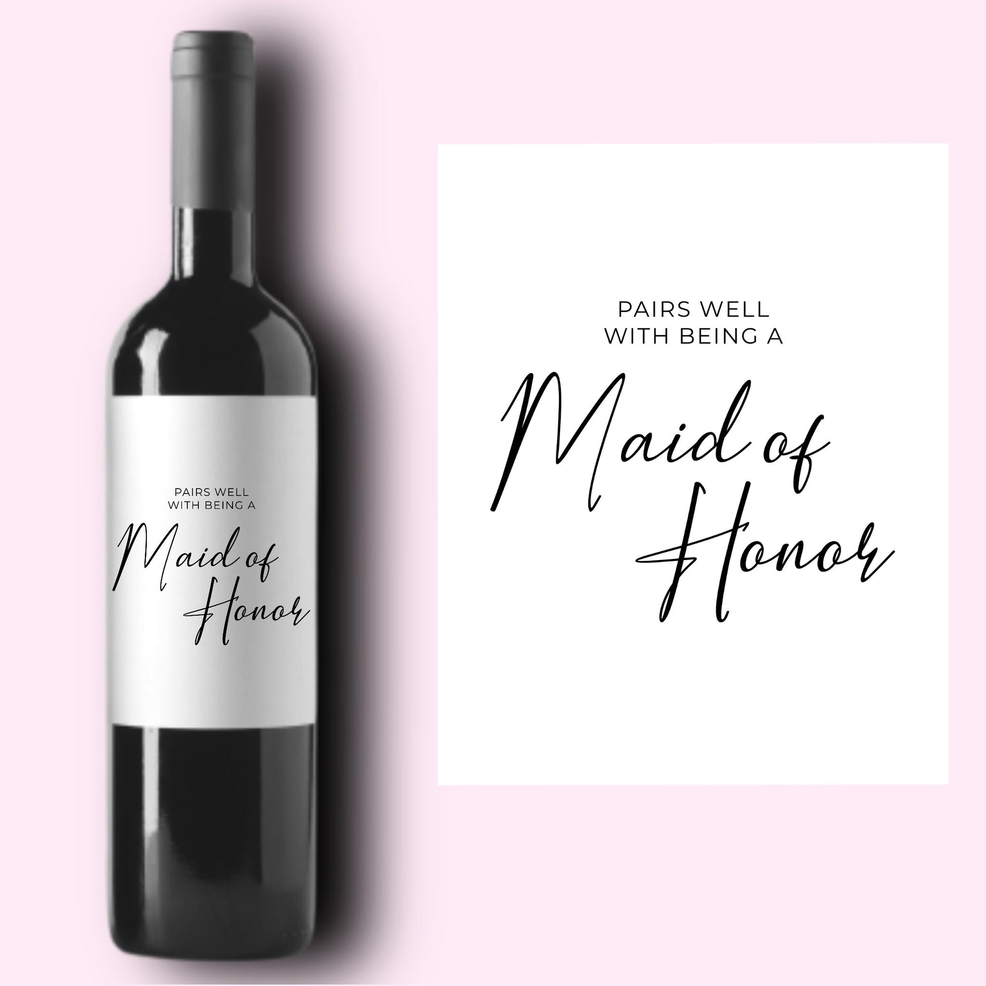 Pairs Well with Bridesmaid Duties Wine Label | Will You Be My Bridesmaid Proposal Wine Label | Maid of Honor Wine Bottle Label |