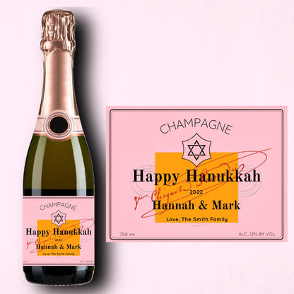 Hanukkah Champagne Label * Personalized Hanukkah Gift * Liquor Bottle Label Gift For Her * Host Gift Ideas * Custom * Happy Hanukkah *